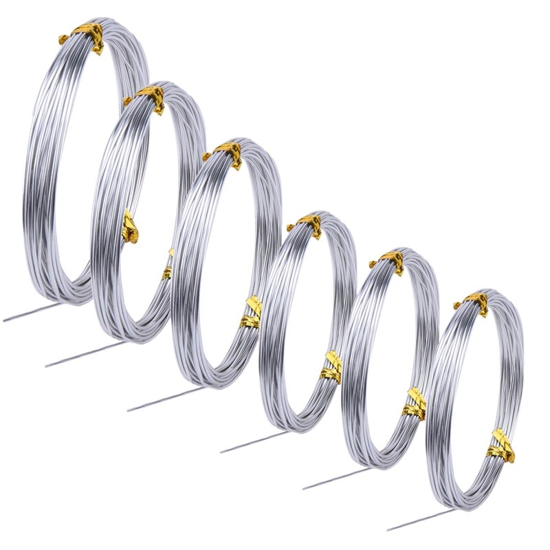 6 rollen Silber Aluminium Bonsai Ausbildung Draht Handwerk Draht Weich und flexibel Metall Anker Draht für DIY Manuelle Kunst und handwerk (1m