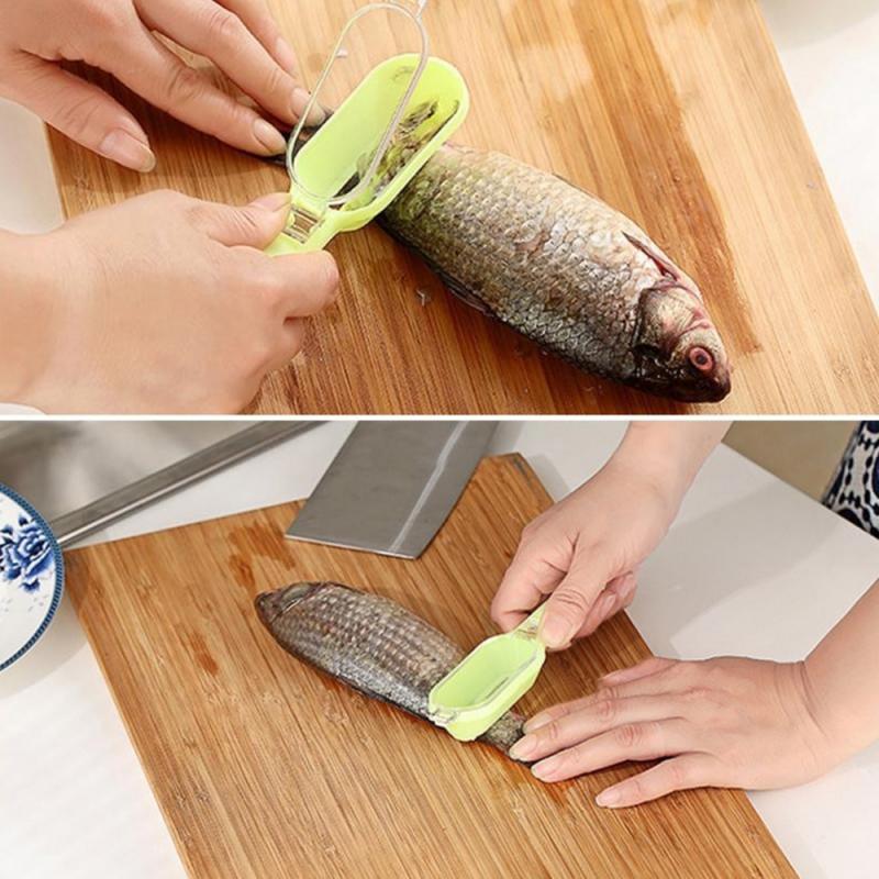 1Stck Fisch Waagen Schaben Haut Entferner mit Abdeckung Schaben Messer Schnelle Reinigung Fisch Haut Stahl Kunststoff Schaber Geschirr