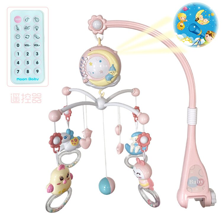 Culla Sonagli Giocattoli Infantili Letto Campana cellulari del Giocattolo Neonato Supporto Rotante lampada di Proiezione Musicale Scatola Neonati Precoce Strumento Educativo: rosa