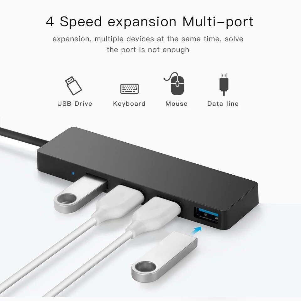 Usb 3.0 hub 4- port splitter multi-port 3.0 docking station usb 2.0 printer computer tilbehør hub