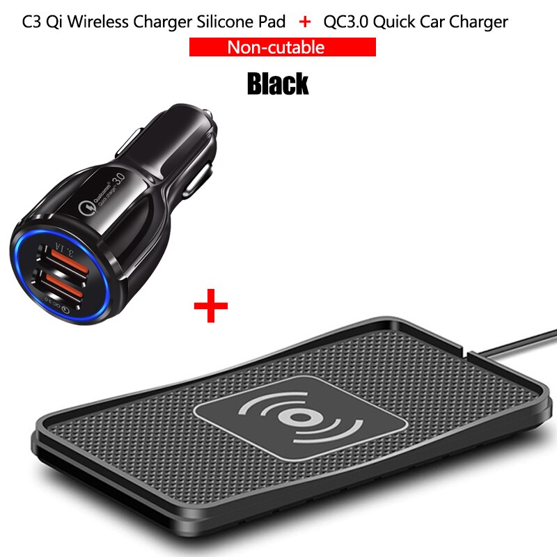 10W Qi Draadloze Auto Telefoon Oplader Snel Opladen Pad Mat Voor IPhone11Pro Xr Max Samsung S9 Xiaomi Huawei Smartphone lader: C3 Charge and QC3.0