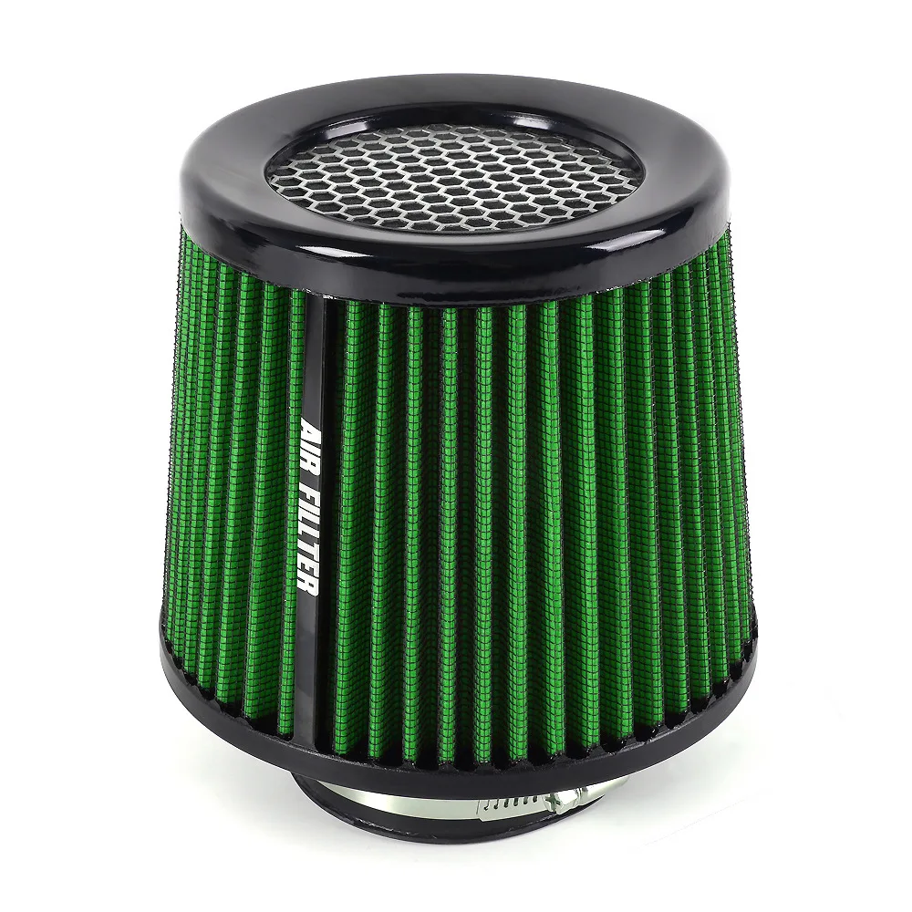 Car Air Filter High Flow Cone Cold Air Intake Filter Auto Modification Accessories Air-Filter Mesh Cone Universal 76mm 3inch: green