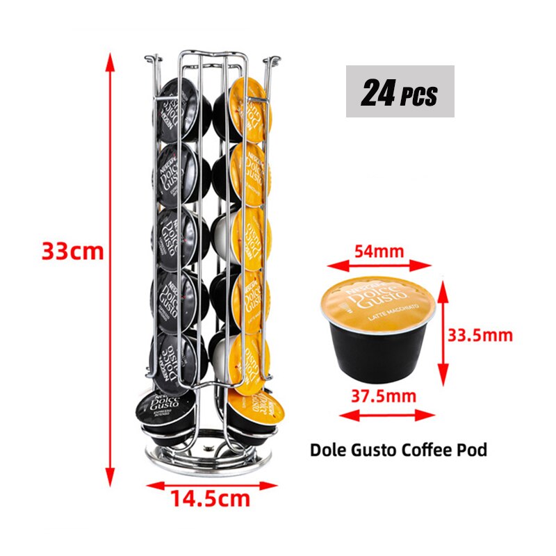 Dolce Gusto Koffie Capsule Rack Houder Organizer Voor 24/32 Pods 360 Draaibare Standaard Koffie Station Voor Keuken Of Kantoor: 24Dolce gusto Silver