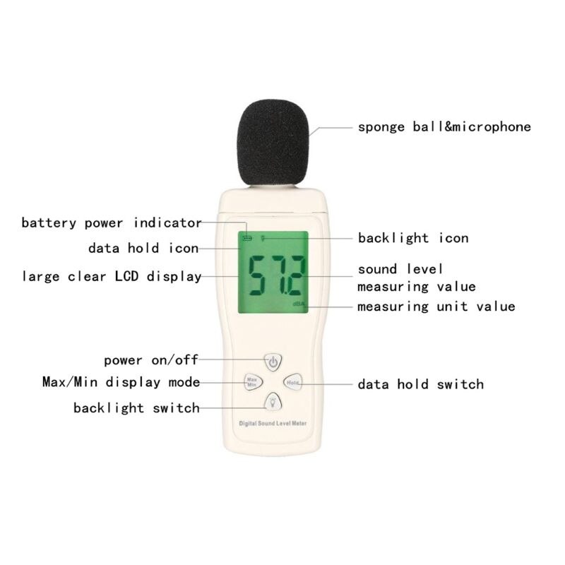 AS804 Digital Sound Level Meter 30-130db Decibel Meter Noise Monitoring Tester Smart Sensor Noise DB Detector Analyzer