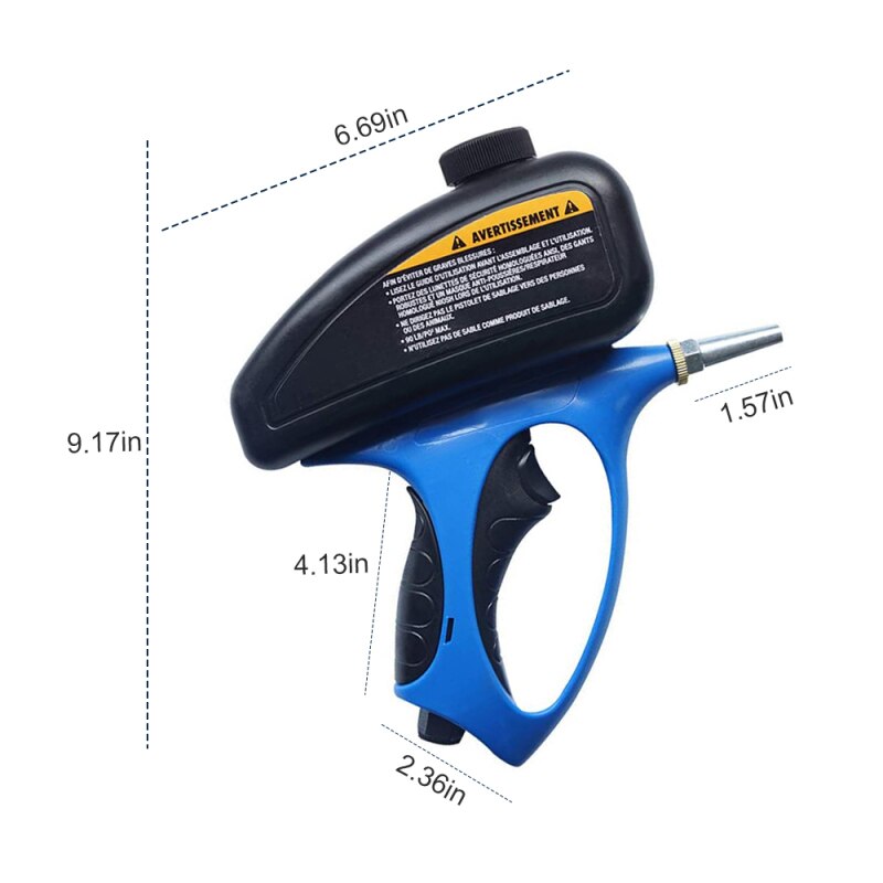 Aluminum Handheld Pneumatic Gravity Sand Blaster Gun Kit Feed Sandblasting Gun Quick Connect Media Guide Works with All Abrasive