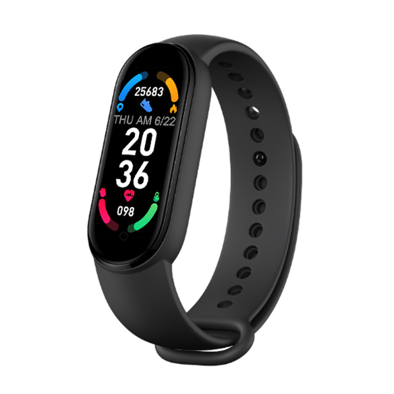 M6 Smart Band Mannen Vrouwen Fitness Smart Horloge Hartslag Bloeddruk Sleep Monitor Stappenteller Bluetooth Armband Voor Ios Android: black