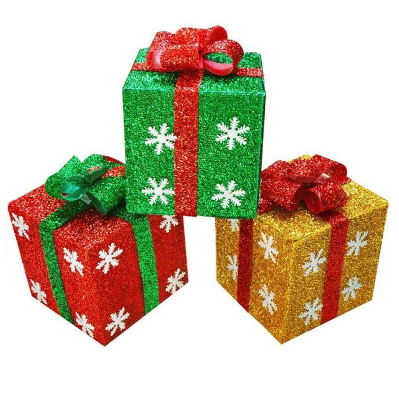 Christmas Eve Box Large Xmas Wrapping Boxes Red Ribbon Lids