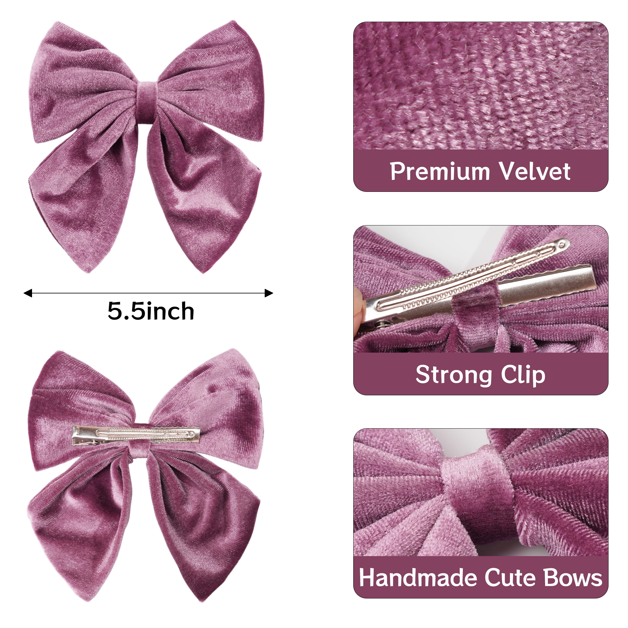 3 uds. De lazos grandes de terciopelo de 6 pulgadas, pinzas para el pelo con lazo, pasadores franceses para el pelo, accesorios Vintage para adolescentes, niñas y mujeres