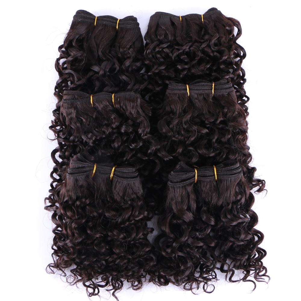 Angie Synthetisch Haar weave Korte Kinky Krullend haar weven 6 stuks/partij 210 glam haar product voor vrouwen