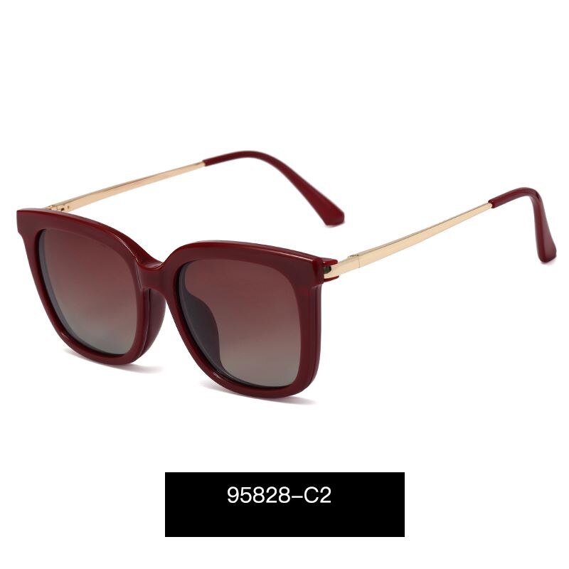 2 in 1 Polarized Magnet Clip On Eyeglasses Frame for Women TR90 Cat Eye Optical Glasses Frame Female Myopia Prescription: c2