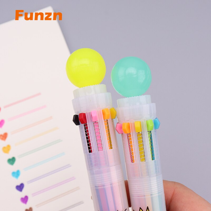 Funzn 0.5 mm 10 colors ballpoint pens for writing Chancellery simple office school supplies ball pen luxury nurses