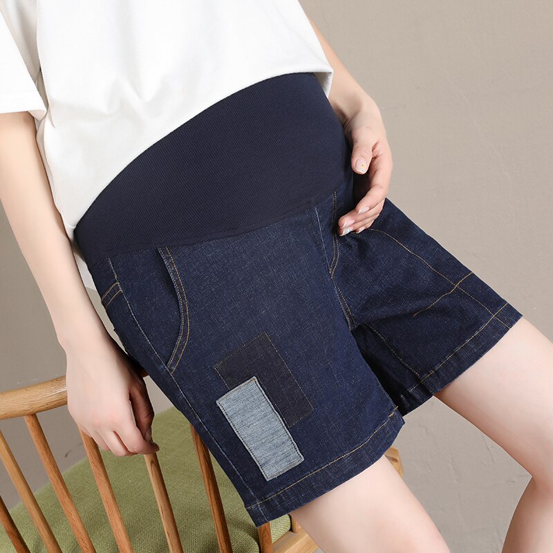 Jean de grossesse pour femmes enceintes | Short de maternité d'été en Denim uni, grande taille