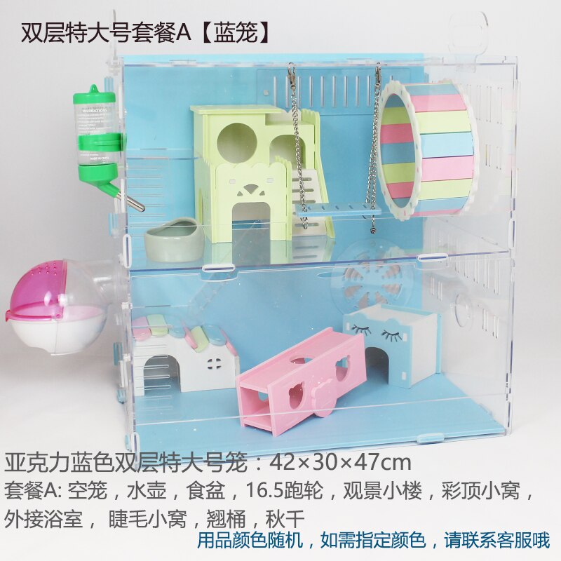 Image showcasing Hamster Cage Double Layer Villa Oversized Color Ha... – Grandado