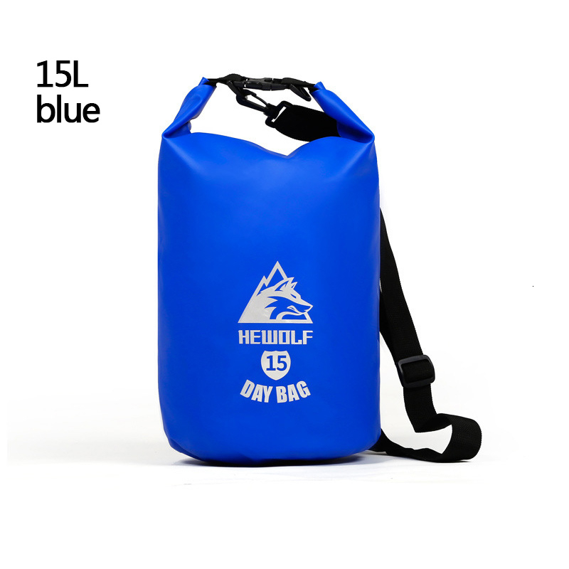 Bolsa impermeable al aire libre Camping buceo compresión natación playa almacenamiento flotante a la deriva portátil impermeable bolsa de cubo PVC: 15Lblue