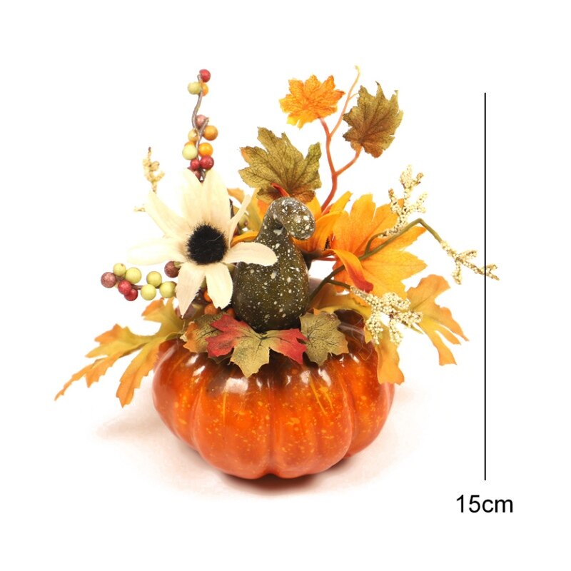 DIY Artificial Mini Pumpkin Fall Harvest Halloween Decor Props Acorn Berries Maple Leaf Artificial Pumpkin DIY Party Craft Props