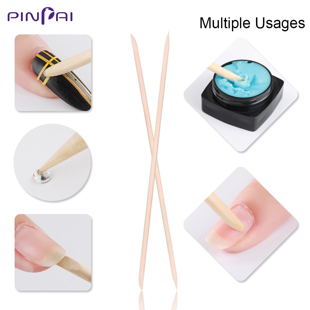 20 unids/set Nail Art Orange bastón de madera empujador de cutícula removedor de doble extremo punteado herramienta de manicura de palo de madera naranja 2 tamaños