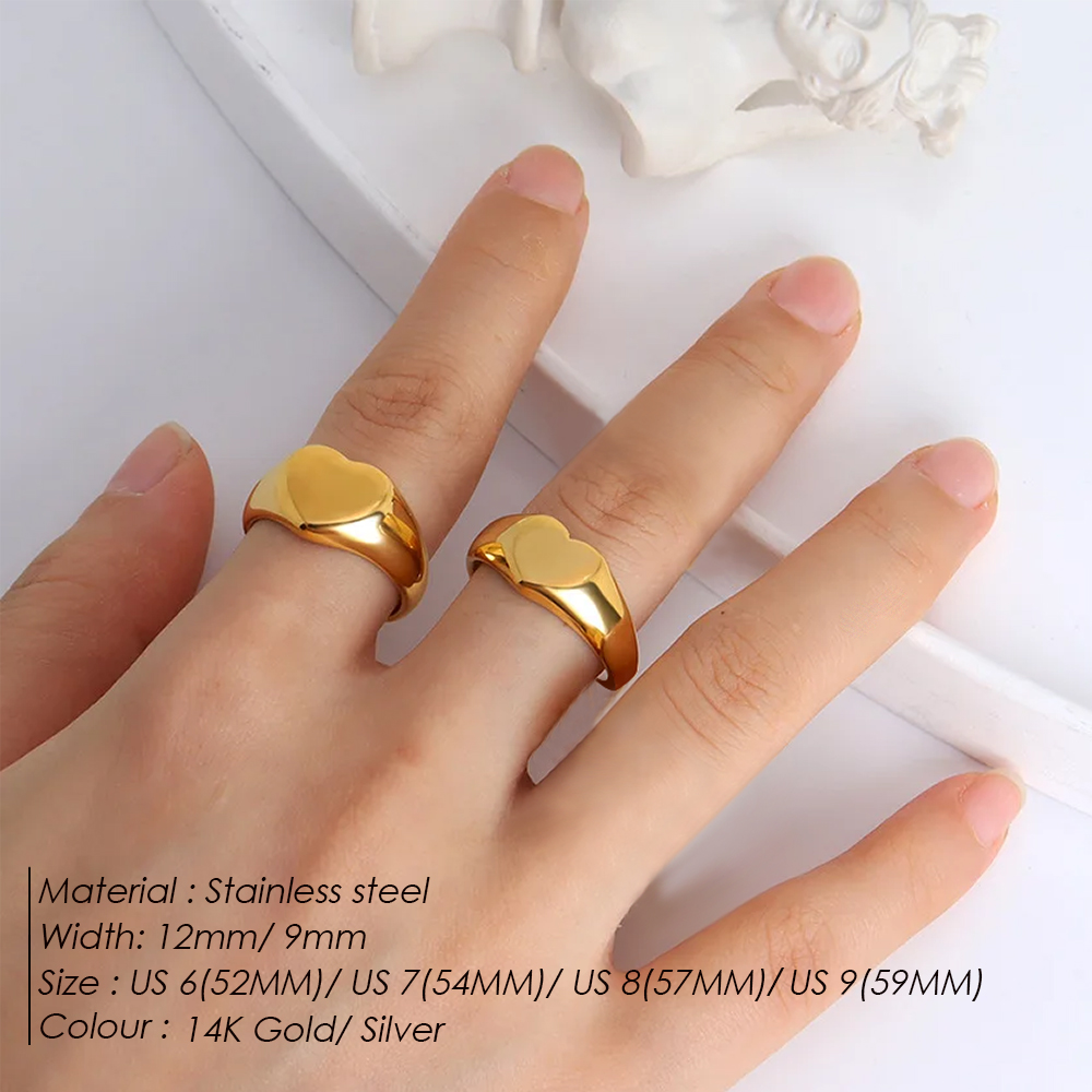 EManco Anillo redondo minimalista de acero inoxidable estilo punk Anillos de mujer chapados en oro para fiestas y festivales