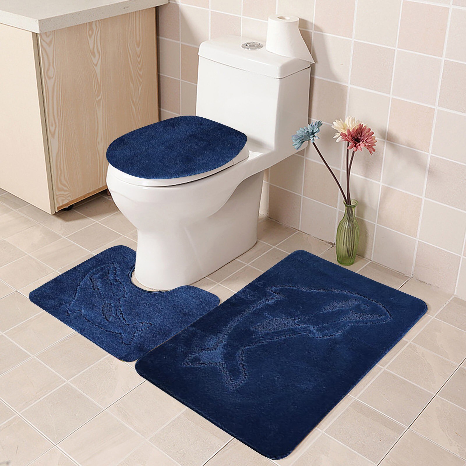 3 Stuk Badkamer Tapijt Set Non Slip Hart Bad Contour Mat 55X85 Cm Monochromatische Settoilet Tapijt Wc Deksel cover Set Accessoires