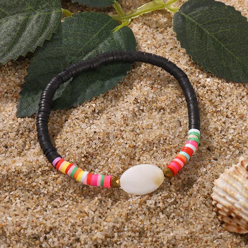 Afrikanske perle perle halskæde kvinder mænd boheme farverig ler heishi choker halskæder boho handamde smykker: Sort