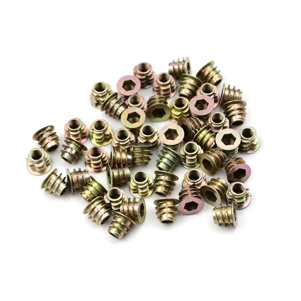 60Pcs M4 M5 M6 Zinc Hex Drive Head Screw Insert Nut Threaded For Wood Good Items
