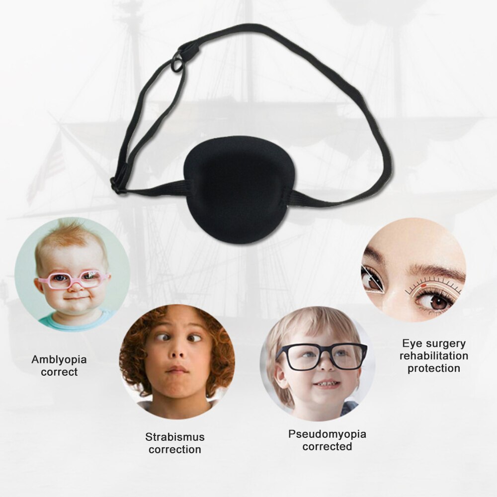 Child Eye Patch Concave Soft Foam Pad Adjustable Length Washable Eye Patch