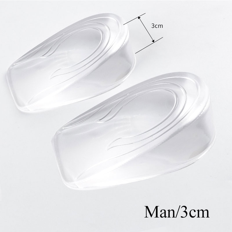 1 paar Mannen Vrouwen Hak Kussen Inlegzolen Comfortabele Verlichten Voet Pijn Protectors 1-3cm Hoogte Toename Inlegzolen Ondersteuning schoen Pad: man 3cm