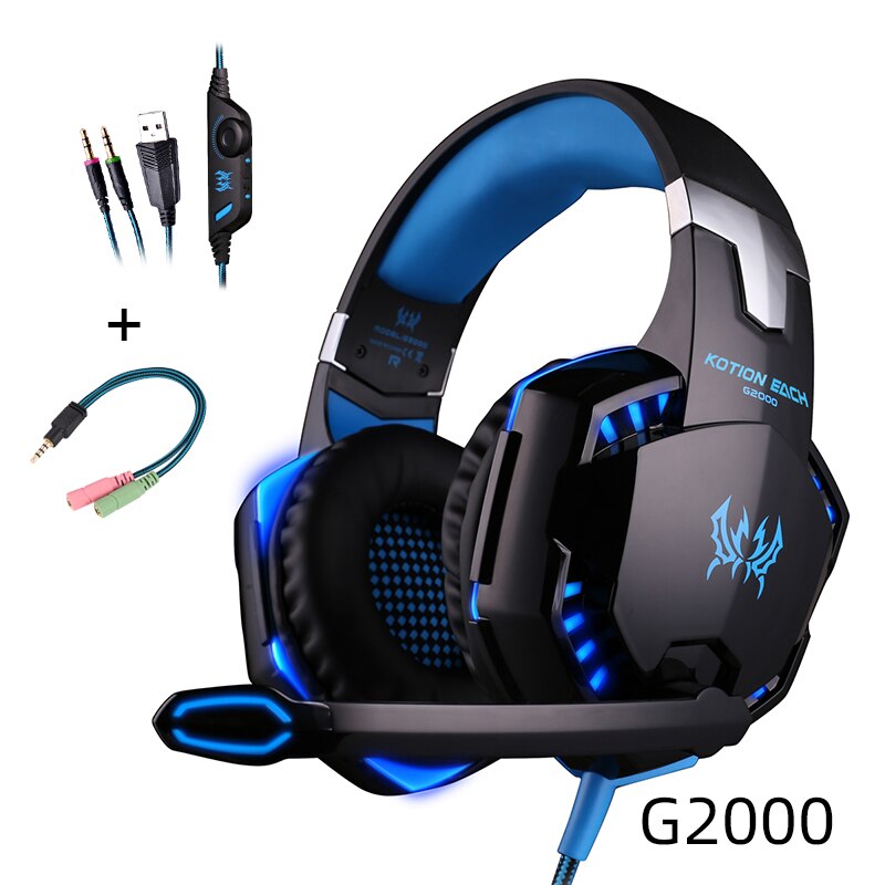 CHAURE Headset über-ohr Spiel Kopfhörer verdrahtet Spielen Headset mikrofon Tiefe Bass Stereo kopfhörer für PS4 PC Neue X-Kasten gamer: G2000 Blau Kabel
