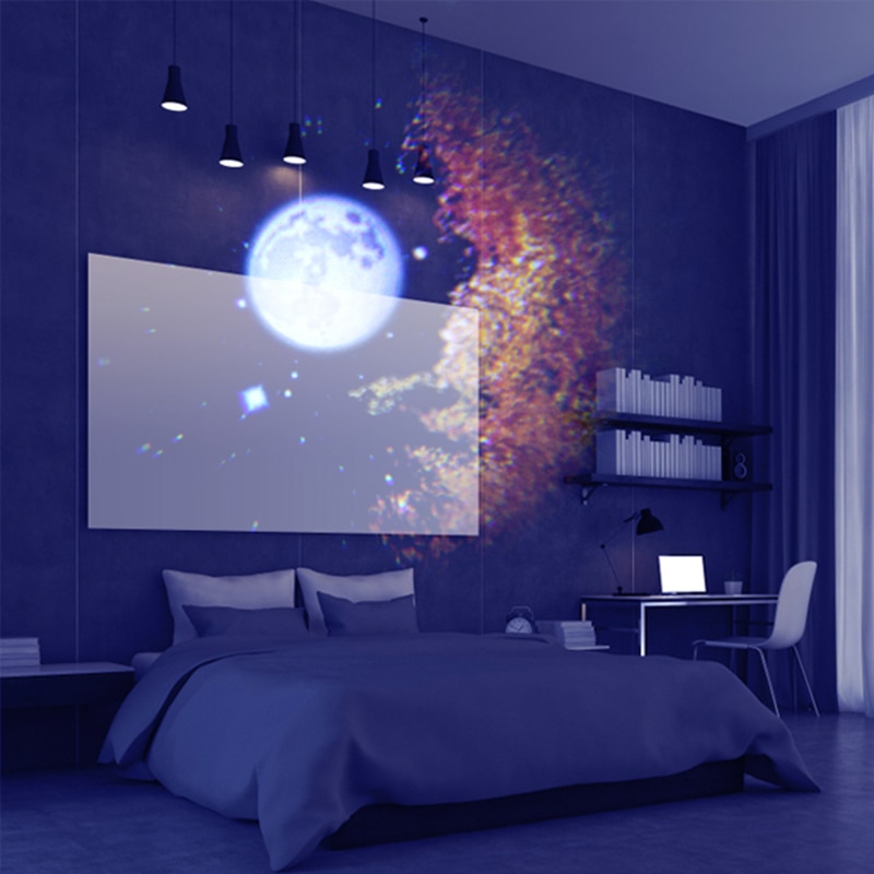 Colorful LED Stary Sky Projector Music Bluetooth Player Star Rotating Cloud Night Light Kids Christmas Bedroom Lamp