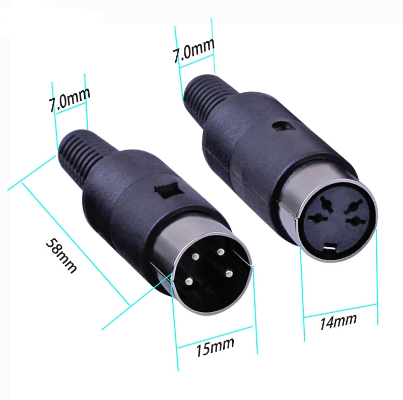 50 stuks 4 Pin 4-Pin 4Pin DIN man Vrouw Plug Connector Kabels soldeerbout DIY Connector met Plastic handvat