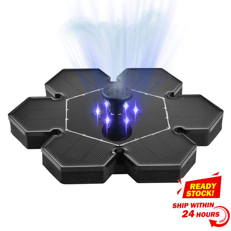 Sol springvand 9v 2.4w med led lys til udendørs dam pool fisk tank haven dekoration