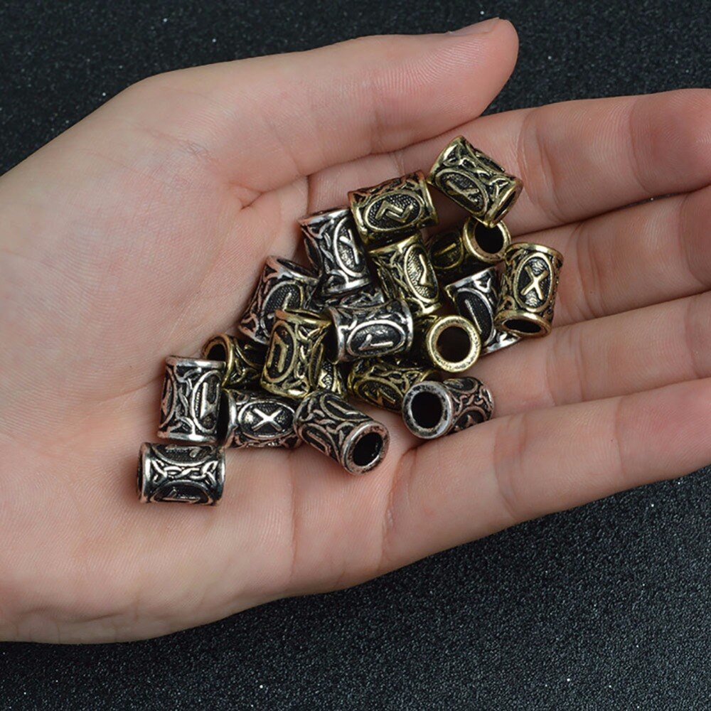 24 stks/set DIY Originele Viking Runen Charmes Kralen voor Armbanden voor Hanger Ketting voor Baard of Haar Vikings Rune Kits sieraden