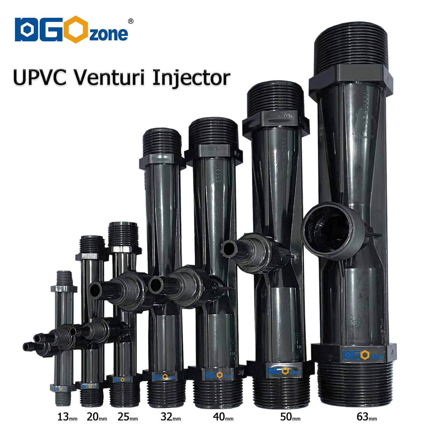 UPVC Venturi Injector for Mixing Liquid Venturi with Valve BSP thread 1/2" 3/4" 1" 1.25" 1.5" 2" DGOzone