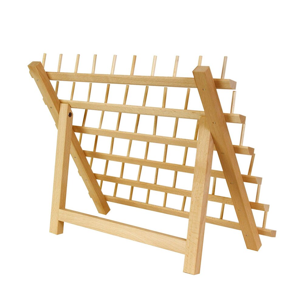 Solid Wood Shelf Folding Spool Storage Rack Sewing Thread Rack 60-Spool Thread Organizer For Sewing Embroidery