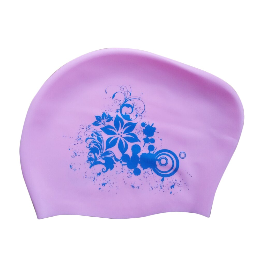 Women Swimming Cap Sports Bathing Pool Hat Elastic Ladies Long Hair Soft Silicone Adults Ear Protection Non Slip Printed