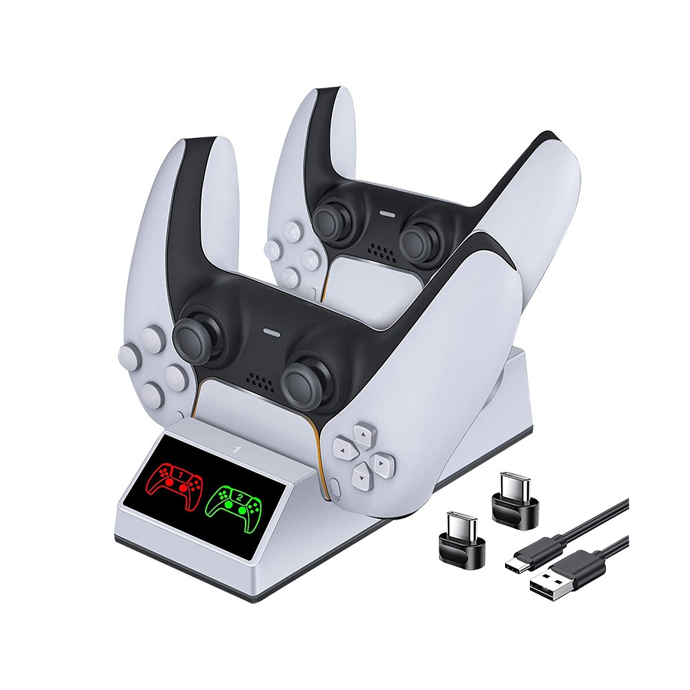 Dual Charging Dock Handvat Type-C Interface Duurzaam Stand Opladen Energie Efficiënte Voor PS5 Gaming Controllers Handgrepen Kit: white