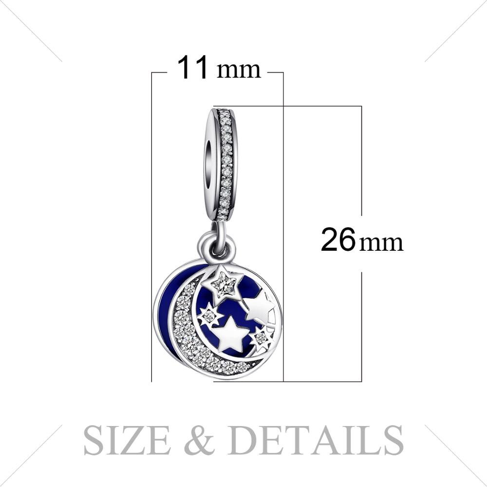 JewelryPalace Blue Moon Star 925 Sterling Silver Bead Charms Silver 925 Original For Bracelet Silver 925 original Jewelry Making