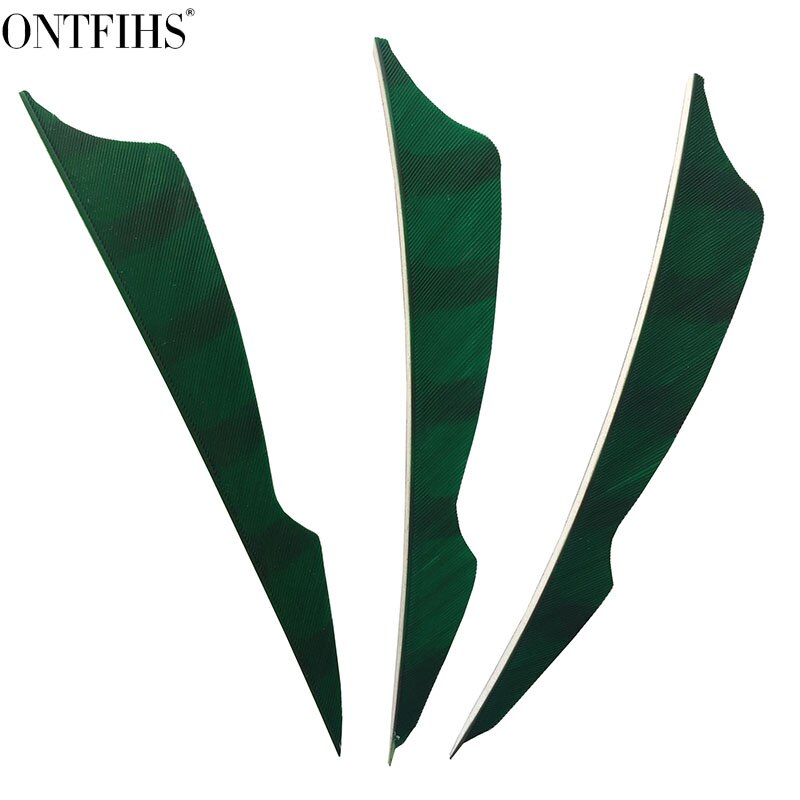 ONTFIHS RW-50 pièces 4 "rayé Double multicolore piqûre Arrrow plume Fletching pour tir à l'arc flèche accessoires Fletches plumes: Dark Green
