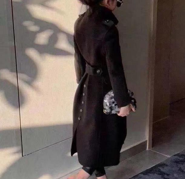 Abrigo largo de lana con doble botonadura para niño y niña, prenda de vestir cálida, mezcla de lana, color negro, de invierno
