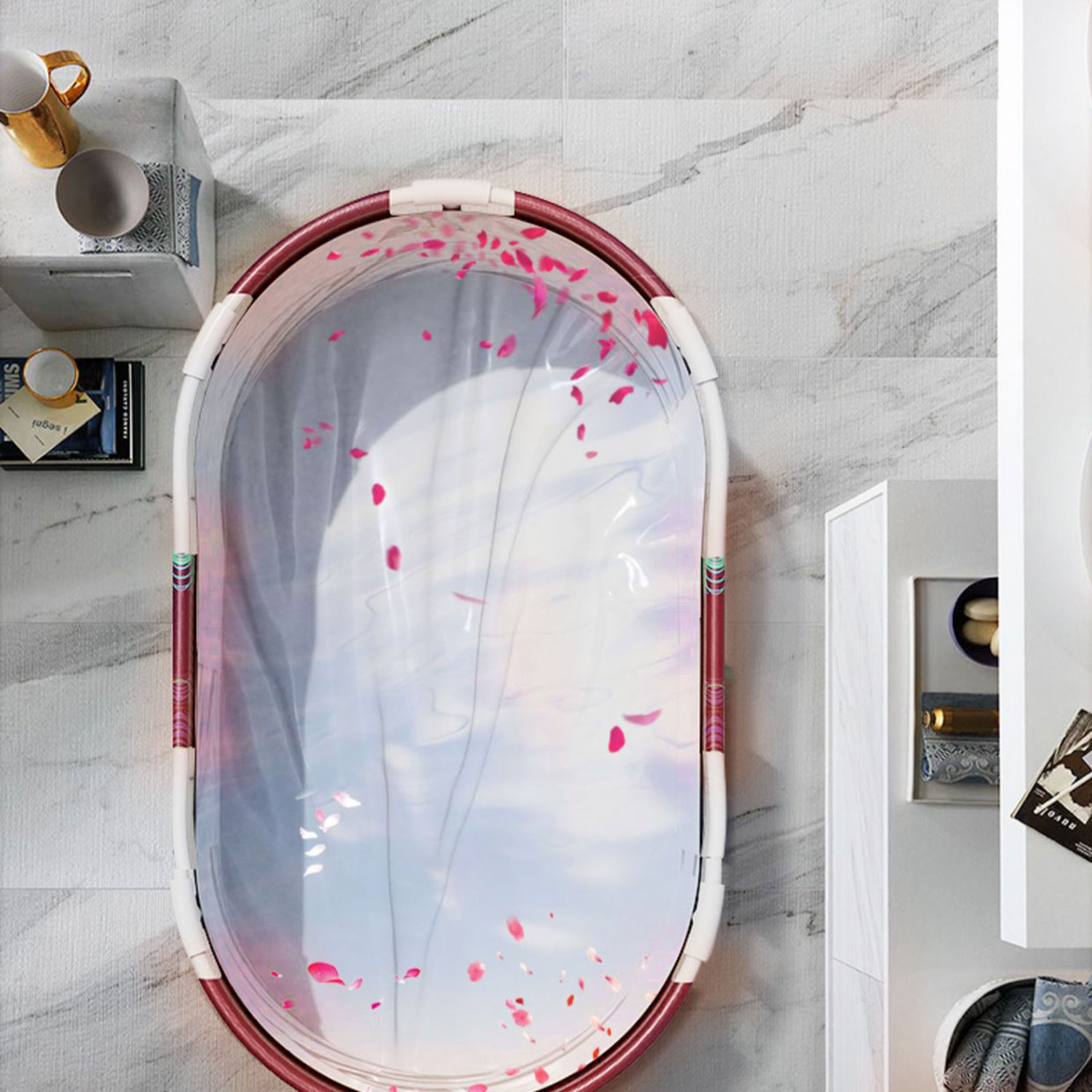 Folding Bathtub Suit Durable Comfortable Bath Skin SPA Tub Barrel Bathing Bucket Adult Household Bathroom Can Storage Bathtubs