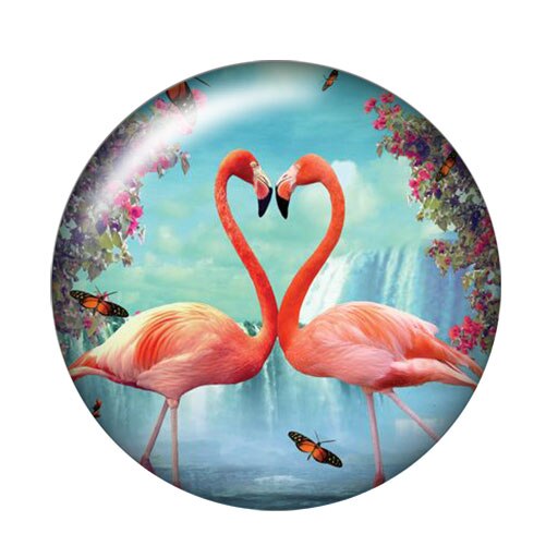 DB0570 Flamingo Vögel trendy 18mm snap tasten 10 stücke mischte runde foto glas cabochon stil für druckknopf schmuck: DB0570-K