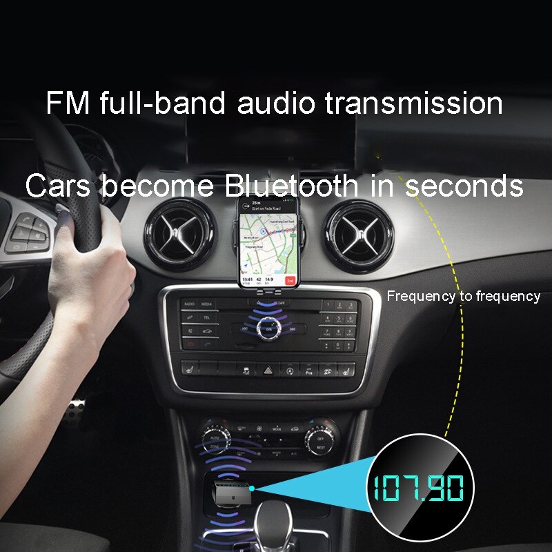 Bluetooth 5.0 Car Adapter Wireless Audio Receiver MP3 Player Wide Compatibility Receiver Built-in Micphone