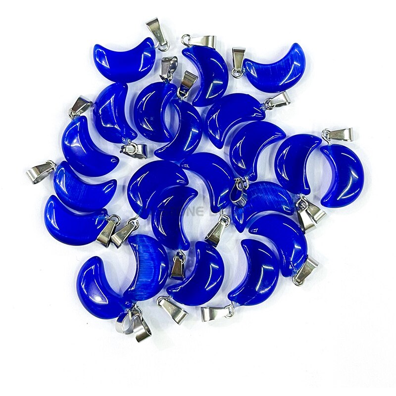 10 Stks/partij Kat Ogen Steen Maan Vorm Charmes Hanger Voor Diy Sieraden Maken Ketting Accessoires Gem Steen Vrouwen Sieraden: Royal Blue