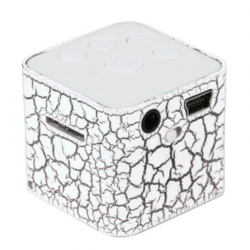 Altavoces estéreo portátiles con luz LED MP3, altavoz de viaje con reproductor de música, compatible con tarjeta TF, bonito para niños, triangulación de envíos: Blanco