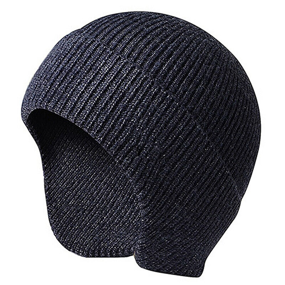 Mænd kvinder efterår afslappet vinter varm blød beanie øreklap strik hue studerende arbejde ski udendørs stretch solid