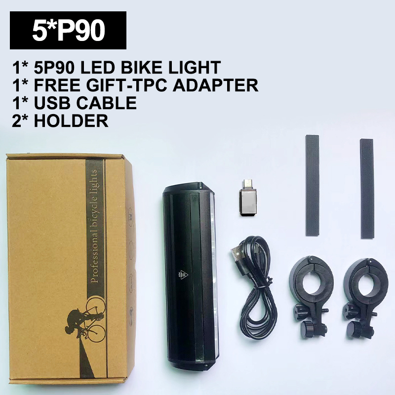 Fivemi 5leds Fahrrad licht vorne 6000lm Fahrrad licht 8000mah wasserdichte Taschenlampe USB-Aufladung MTB Rennrad lampe Zubehör: Rot