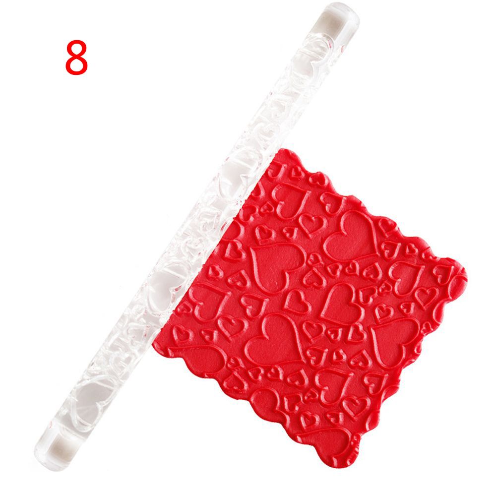 15Styles Acrylic Rolling Pin Fondant Cake Impression Rolling Pin Pastry Roller Embossing Kitchen Baking Decor Tool: 8