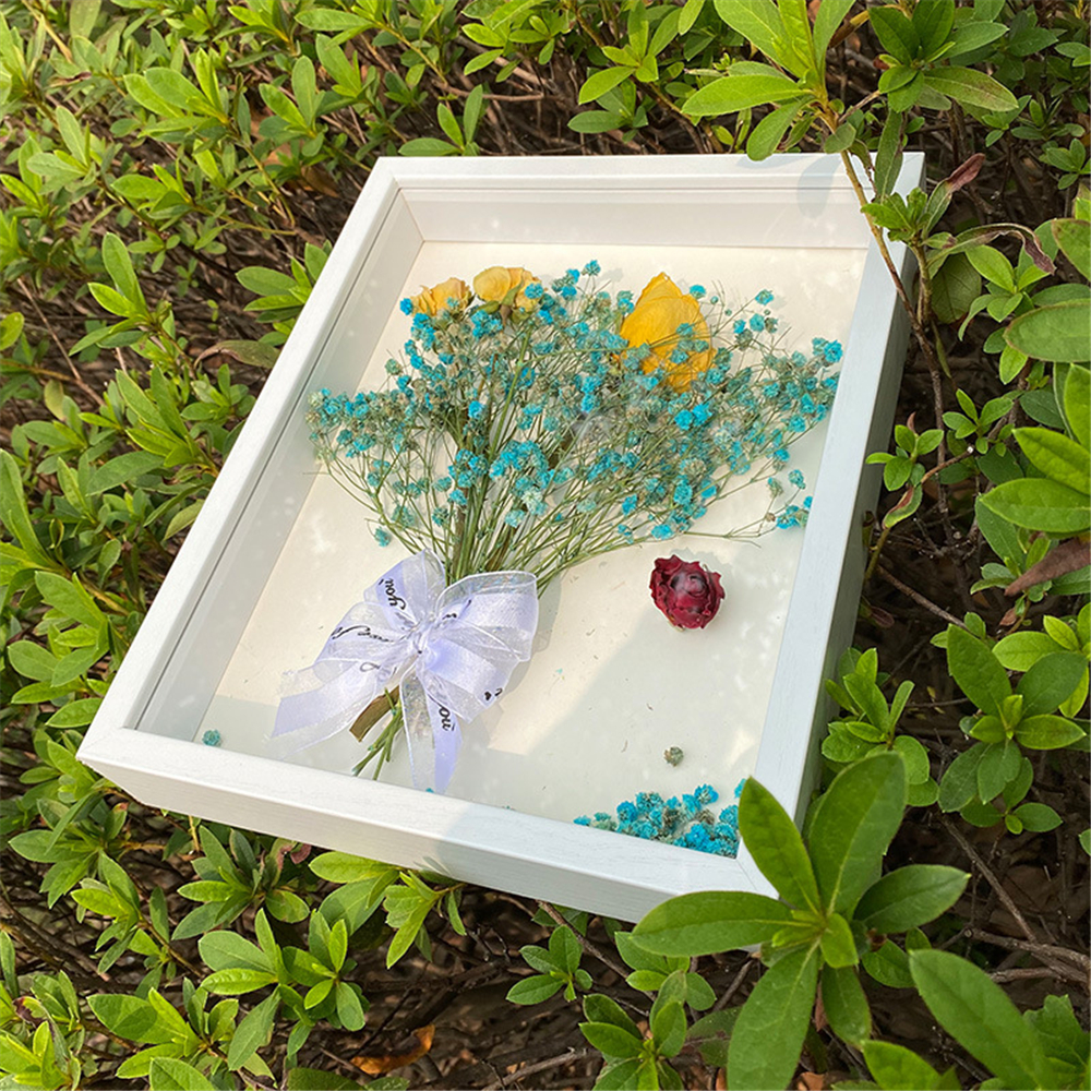 Marco de fotos de flores secas, marco hecho a mano, espécimen de mariposa eterna, adorno 3D DIY, especial, de cumpleaños