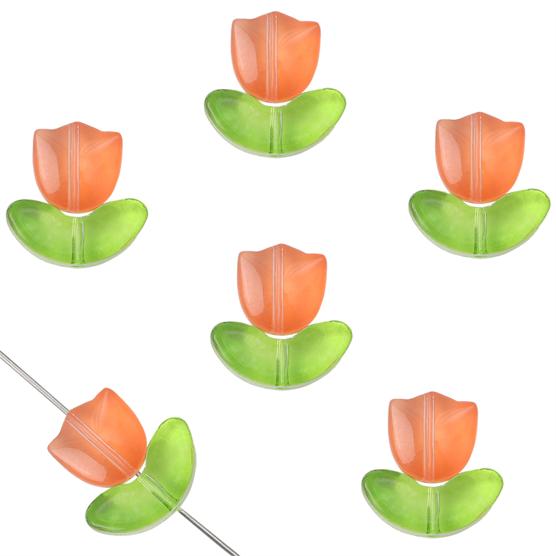 10/20 conjuntos artesanais de vidro colorido tulipa flor contas charme para brinco pulseira colar diy jóias artesanato fazendo acessórios: Vermelho