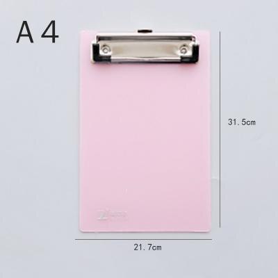 size board PP Writing plate hard board white pink blue backing board plate A4 Transparent Plastic File Folder: A4pink
