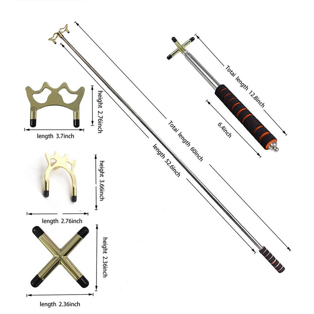 Stainless Steel Telescopic Billiards Pool Cue Bridge Stick with Bridge Head Billards Short Billard Replacement Holder Kit